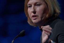 : Israeli Justice Minister and chief negotiator with the Palestinians Tzipi Livni addresses the 4th National J Street Conference in Washington on September 28, 2013. AFP PHOTO/Nicholas KAMM