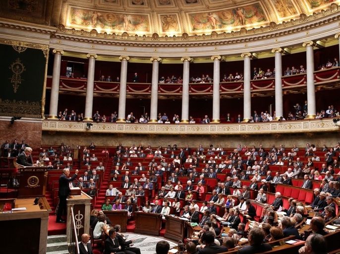 French Prime Minister Jean-Marc Ayrault (2-L) delivers a speech to members of parliament about possible military action against Syria, at the French National Assembly in Paris, France, 04 September 2013.