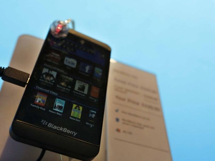 A new Blackberry Z10 smartphone is displayed at a store in New York, in this file photo from March 22, 2013. BlackBerry Ltd is warming up to the possibility of going private, as the smartphone maker battles to revive its fortunes, several sources familiar with the situation said.