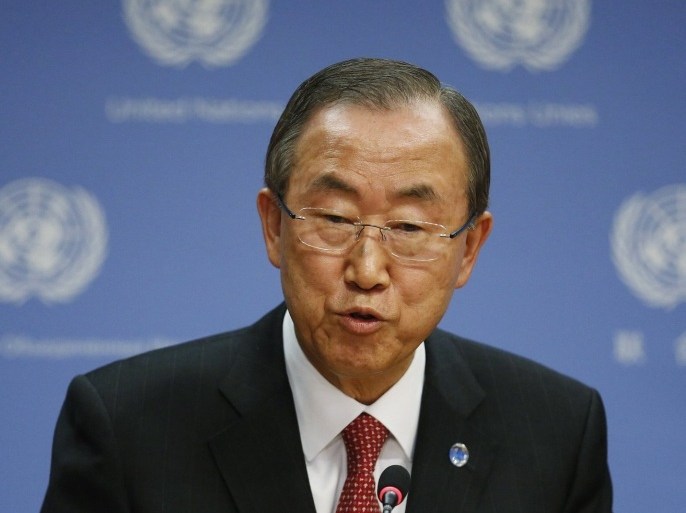 United Nations Secretary-General Ban Ki-moon speaks during a news conference at the U.N. Headquarters in New York, September 3, 2013.