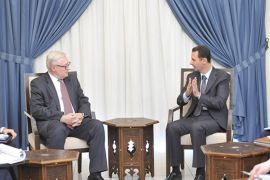 Syria's President Bashar al-Assad (centre, on R) meets Russian deputy Foreign Minister Sergei Ryabkov (centre, on L) in Damascus, in this handout photograph distributed by Syria's national news agency SANA on September 18, 2013. Russia denounced U.N. investigators' findings on a poison gas attack in Syria as preconceived and tainted by politics on Wednesday, stepping up its criticism of a report Western nations said proved Assad's forces were responsible.