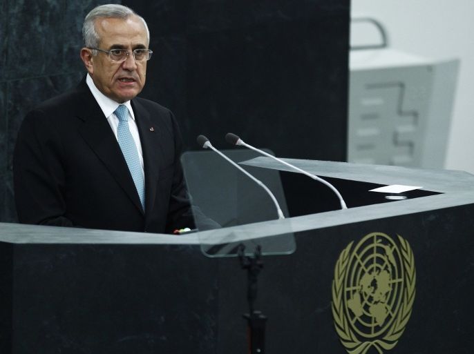 Lebanon President Michel Sleiman addresses the 68th United Nations General Assembly at U.N. headquarters in New York, September 24, 2013.