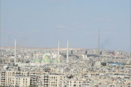 مشهد عام لوسط مدينة حلب في الاجزاء التي لا يزال يسيطر عليها النظام السوري