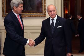 epa03918850 French Foreign Affairs Minister Laurent Fabius (R) welcomes US Secretary of State John Kerry at the Foreign Affairs ministry in Paris, France, 22 October 2013. French fury about a report that the US spied on millions of phone calls made by French citizens continued, with Foreign Minister Laurent Fabius using a meeting with US Secretary of State John Kerry to issue a fresh admonishment. Fabius and Kerry had breakfast together in Paris before both left for London, where they were to attend a meeting of the pro-opposition Friends of Syria group. Le Monde reported that documents leaked by US whistleblower Edward Snowden showed the US National Security Agency (NSA) collected 70.3 million recordings of French phone data over a 30-day period in December 2012 and January 2013. EPA/PHILIPPE WOJAZER/POOL MAXPPP OUT