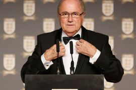 FIFA President Sepp Blatter talks on stage at The Football Association's 150th Anniversary Gala Dinner at the Grand Connaught Rooms in central London on October 26, 2013. The event marks the day when a group of men on October 26, 1863 representing a dozen London and suburban clubs met at the Freemason's Tavern in London, to draw up the rules of a sport that went on to become the most popular in the world. RESTRICTED TO EDITORIAL USE - MANDATORY CREDIT " AFP PHOTO / FA " - NO MARKETING NO ADVERTISING CAMPAIGNS - DISTRIBUTED AS A SERVICE TO CLIENTS