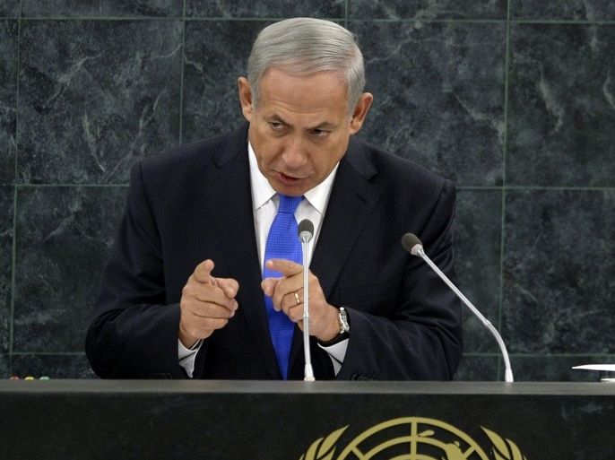 Benjamin Netanyahu Prime Minister of Israel speaks during the 68th session of the United Nations General Assembly at the United Nations in New York on October 1, 2013.
