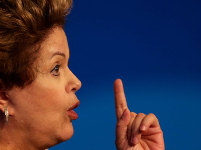epa03871653 (FILE) A file picture dated 10 July 2013 shows Brazilian President Dilma Rousseff delivering a speech before Brazilian mayors in Brasilia, Brazil. According to media reports on 17 September 2013, Brazilian President Dilma Rousseff has postponed her state visit to the USA over reports that the US National Security Agency allegedly spied on her personal communications. EPA/FERNANDO BIZZERA JR.