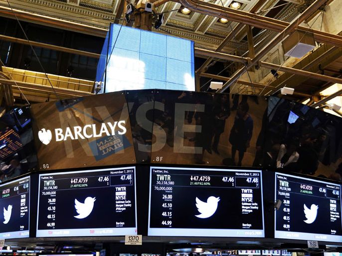 Screens at the New York Stock exchange track the Twitter Inc. IPO in New York November 7, 2013. REUTERS/Lucas Jackson (UNITED STATES - Tags: BUSINESS SCIENCE TECHNOLOGY)