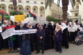 احتجاج لنساء ليبيات من طرابلس ضد الميليشيات- خالد المهير