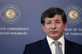 epa03958248 Turkey's Foreign Minister Ahmet Davutoglu is pictured during a press conference with British Foreign Secretary William Hague (not seen) in Istanbul, Turkey, 20 November 2013. Hague is on a two-day official visit in Turkey. EPA
