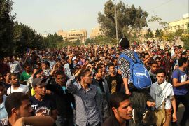 جانب من مظاهرات طلبة جامعة الأزهر في مليونية الحرية لطلاب مصر
