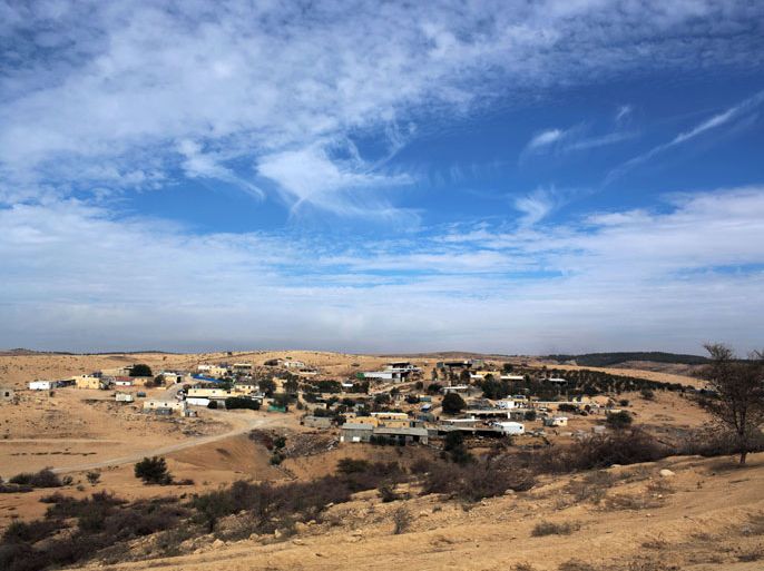 (FILES) A general view taken on on November 24, 2013, shows the Umm Al-Hiran village, which is not recognized by the Israeli government, near the southern city of Beersheva in the Negev desert. Israel is scrapping a controversial draft law to relocate thousands of Bedouin residents of the Negev desert, an official said on December 12, 2013. AFP PHOTO/MENAHEM KAHANA