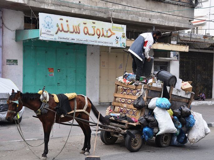 لجأت بلديات غزة للدواب لنقل القمامة نتيجة أزمة الوقود