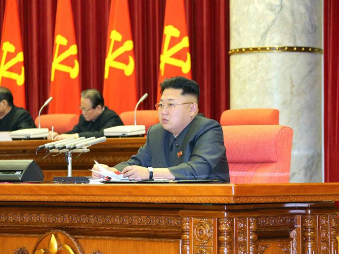 A handout picture released by the North's ruling Workers party newspaper Rodong Sinmun shows North Korean leader Kim Jong-un presides over a meeting of the Political Bureau of the Central Committee of the Workers' Party in Pyongyang, North Korea, on 08 December 2013. The meeting adopted a decision to relieve Kim's powerful uncle Jang Song-thaek of all his posts, the North's media said on 09 December 2013. EPA/Rodong Sinmun / HANDOUT SOUTH KOREA OUT EDITORIAL USE ONLY/NO SALES