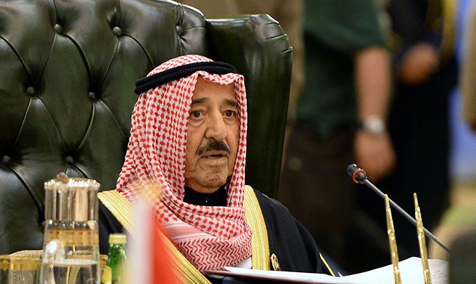 epa03985135 Kuwaiti Emir, Sheikh Sabah Al-Ahmad Al-Sabah attends the 34th Summit of the Gulf Cooperation Council (GCC) leaders, in Kuwait City, Kuwait, 10 December 2013. Media reports state GCC leaders are expected to discuss the regional developments in light of the recent nuc