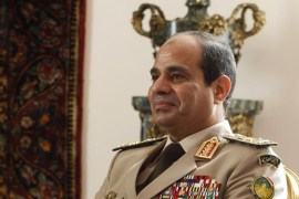 Egypt's Army Chief General Abdel Fattah al-Sisi attends a meeting with Egypt's interim President Adly Mansour, Russia's Defence Minister Sergei Shoigu and Foreign Minister Sergei Lavrov (not pictured) at El-Thadiya presidential palace in Cairo, November 14, 2013. REUTERS/Amr Abdallah Dalsh