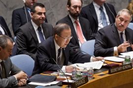 Jordanian Foreign Minister and President of the United Nations Security Council Nasser Judeh , right, listens to U.N. Secretary-General Ban Ki-moon during a meeting of the United Nations Security Council at U.N. headquarters, Monday, Jan. 20, 2014. (AP Photo/Craig Ruttle)