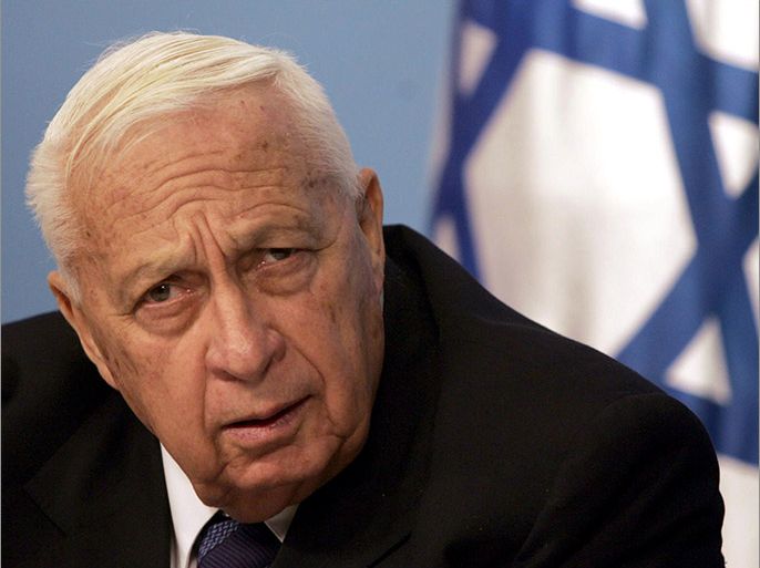 former Israeli Prime Minister Ariel Sharon addressing a press conference in Jerusalem. Ariel Sharon's health deteriorated further on January 2, 2014, with his "vital organs" failing, the hospital where he has been housed in a comatose state for eight years announced. AFP PHOTO
