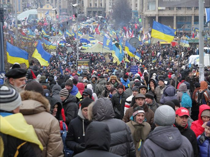 من احتجاجات أنصار المعارضة في كييف - سبق إرسالها