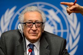 UN-Arab League envoy for Syria Lakhdar Brahimi attends a press conference at the United Nations Offices in Geneva on January 26, 2014. Syria's regime and opposition discussed prisoner releases on the second day of face-to-face peace talks in Geneva. With no one appearing ready for serious concessions, mediators are focusing on short-term deals to keep the process moving forward, including on localised ceasefires, freer humanitarian access and prisoner exchanges. AFP PHOTO / FABRICE COFFRINI