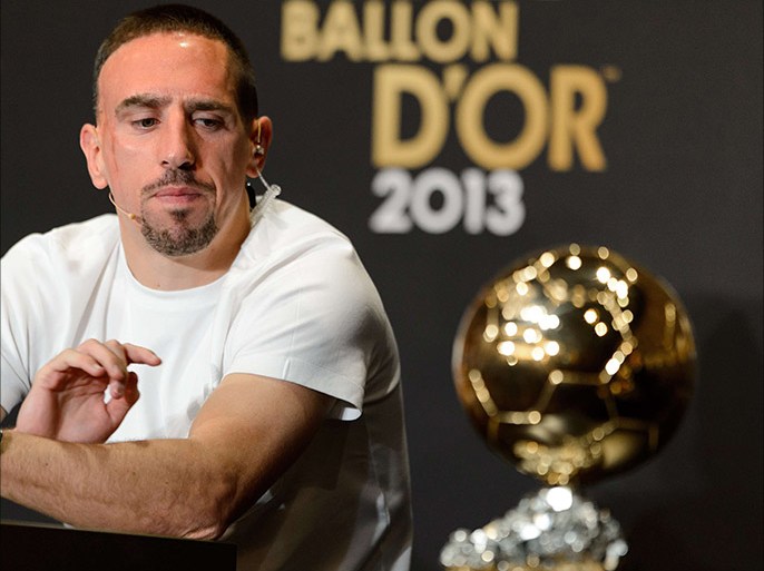 Ballon d'Or nominee, Bayern Munich's French midfielder Franck Ribery gives a press conference ahead of the Ballon d'Or award ceremony, on January 13, 2014 at the Kongresshaus in Zurich. AFP PHOTO / FABRICE COFFRINI