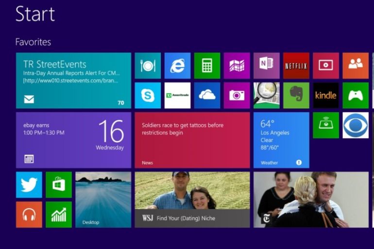 This Wednesday, Oct. 16, 2013 image shows a pre-release version of Windows 8.1 on a tablet in Los Angeles. Microsoft is planning to launch its long-awaited Windows 8.1 upgrade as a free download on Thursday, Oct. 17, 2013. It addresses some of the complaints people had with Windows 8, the redesigned operating system released in October 2012 that attempts to bridge the divide between tablets and PCs. (AP Photo/Ryan Nakashima)