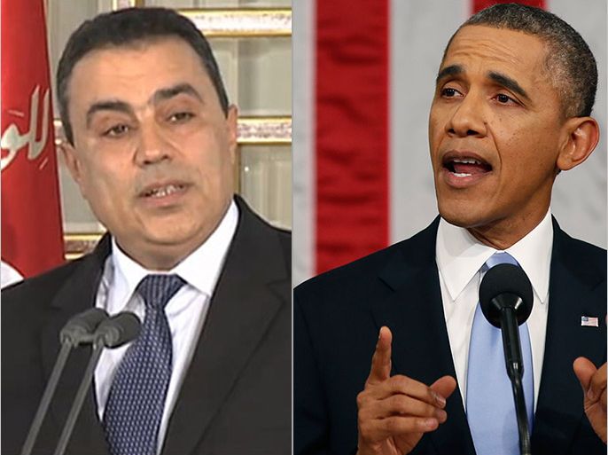 رئيس الأميركي باراك أوباما ورئيس الوزراء التونسي الجديد مهدي جمعة
