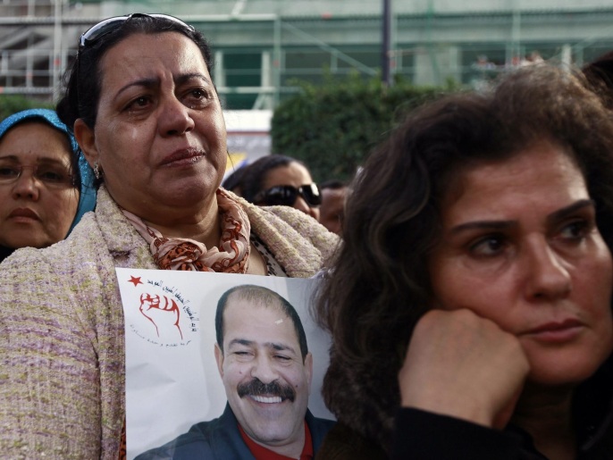 ‪(رويترز-أرشيف)‬ اغتيل بلعيد أمام بيته في 6 فبراير/شباط 2013