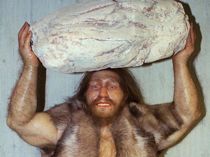 FILE - This Oct. 1996 file photo shows a replica of a Neanderthal man at the Neanderthal museum in Mettmann, western Germany. Next time you call someone a Neanderthal, better look in a mirror. Much of the genes that help determine most people’s skin and hair are much more Neanderthal than not, according to two new studies that look at the DNA fossils hidden in the modern human genome. Scientists isolated the parts of the non-African modern human genetic blueprint that still contain Neanderthal remnants. Barely more than 1 percent comes from 50,000 years ago when modern humans leaving Africa mated with the soon-to-be-extinct Neanderthals. (AP Photo/Heinz Ducklau, File)