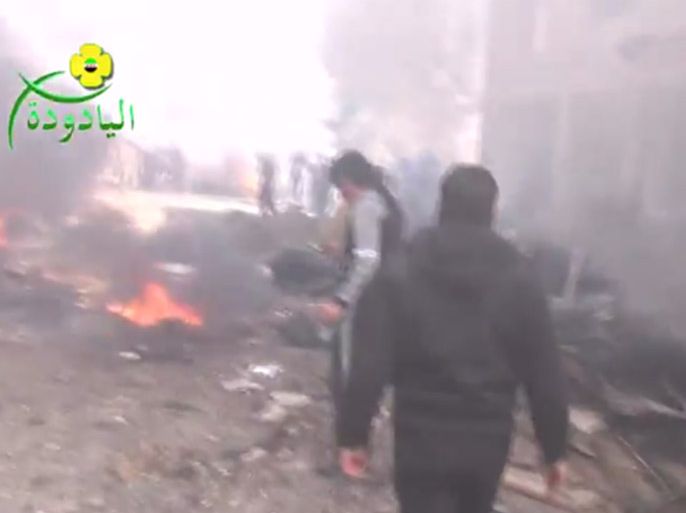 صورة للسيارة المفخخة التي انفجرت باليادودة بريف درعا (مصدر الصورة من نشطاء ارسلت لمدونة الجزيرة)