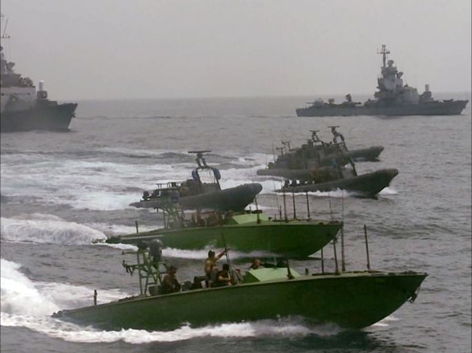 epa04112574 A handout photograph supplied by the Israeli Defense Forces (IDF), and released 06 March 2014, shows a flotilla of Israeli naval vessels as they carry out their operation in the Red Sea, 05 March 2014 against the cargo vessel the Klos-C (not pictured), flying a Panamanian flag, when it was boarded and seized by the Israeli military when Syrian-made M-302 missiles were found hidden aboard the ship among a shipment of cement. Israel believes the missiles were meant to be delivered to militants in the Gaza Strip, as they said they had been tracking the missiles movements for months. EPA/IDF / HANDOUT HANDOUT EDITORIAL USE ONLY/NO SALES