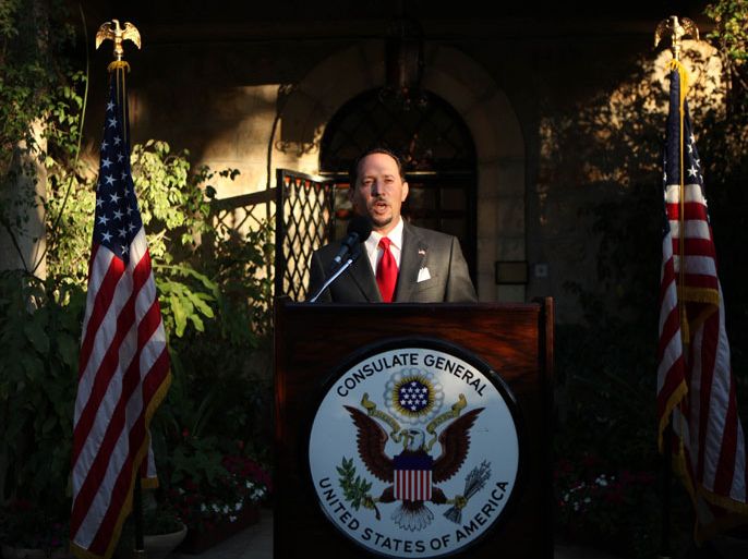 JERUSALEM, ISRAEL - JUNE 30: U.S. Consul General of Jerusalem Daniel Rubinstein delivers a speech during a reception for the upcoming American Independence Day at the American consulate June 30, 2010 in Jerusalem, Israel. (Photo by Gali Tibbon-Pool/Getty Images