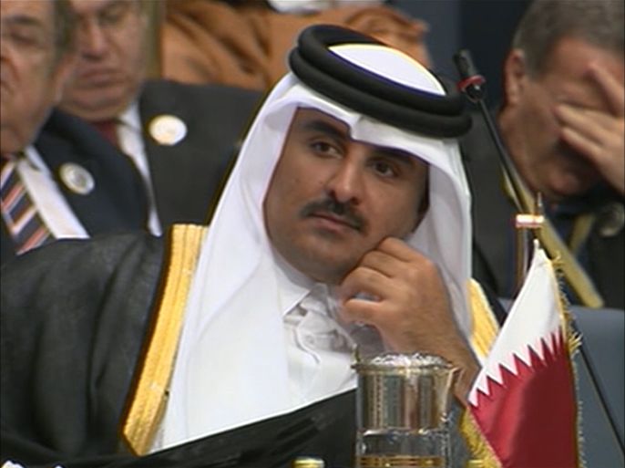 الشيخ تميم بن حمد أمير دولة قطر في القمة العربية بالكويت