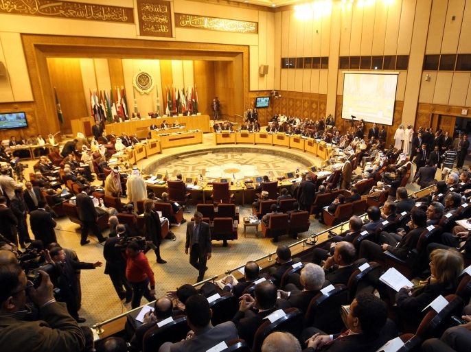 A general view over the assembly at the Arab League Foreign Ministers 140th meeting at the League's headquarters in Cairo, Egypt, 09 March 2014. The Syian crisis and Palestinian statehood are among topics on the meeting's agenda.