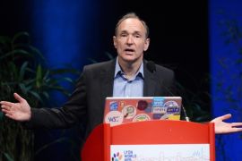 British computer scientist Tim Berners-Lee, the man credited with inventing the world wide web, gives a speech on April 18, 2012 in Lyon, central France, during the World Wide Web 2012 international conference on April 18, 2012 in Lyon.