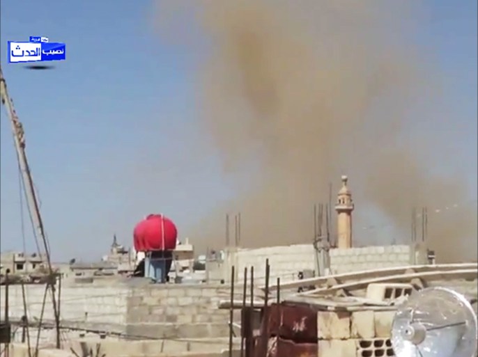 درعا / بلدة نصيب / غارة جوية بطيران الميغ على البلدة 29-3-2014