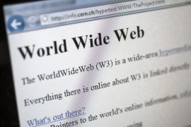 This picture taken on April 30, 2013 in Geneva shows a 1992 copy of the world's first web page. The world's first web page will be dragged out of cyberspace and restored for today's Internet browsers as part of a project to celebrate 20 years of the Web. The European Organisation for Nuclear Research (CERN) said it had begun recreating the website that launched that World Wide Web, as well as the hardware that made the groundbreaking technology possible. British physicist Tim Berners-Lee invented the World Wide Web, also called W3 or just the Web, at CERN in 1989 to help physicists to share information, but at the time it was just one of several such information retrieval systems using the Internet. AFP PHOTO / FABRICE COFFRINI