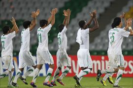 epa02854064 Saudi Arabian players celebrate after winning 6-0 against Guatemala during their group D Fifa U-20 soccer world cup game at the Centenario stadium in Armenia, Colombia, 03 August 2011