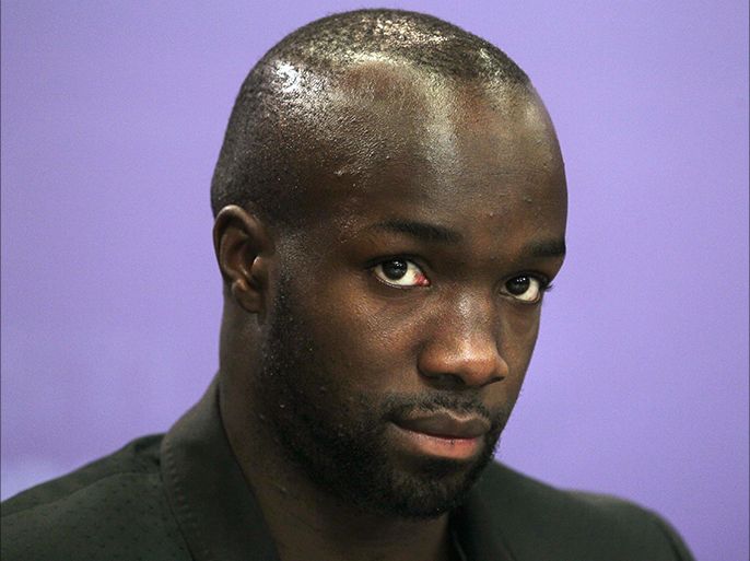epa03392468 French midfielder Lassana Diarra attends a press conference for his presentation as new player of Russian side FC Anzhi Makhachkala in Moscow, Russia, 10 September 2012. Diarra joined Anzhi Makhachkala from Real Madrid.