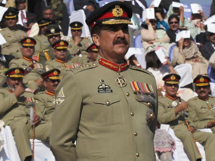 Pakistan's newly appointed army chief General Raheel Sharif attends the change of command ceremony in with outgoing army chief General Ashfaq Kayani (not in picture) at army headquarters in Rawalpindi November 29, 2013. REUTERS/Mian Khursheed