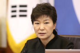 South Korean President Park Geun-hye apologizes over the sunken ferry Sewol during a cabinet meeting at the presidential Blue House in Seoul, South Korea, Tuesday, April 29, 2014. South Korea's president apologized to the public for the government's poor initial response to the ferry sinking that has left more than 300 people missing or dead. (AP Photo/Yonhap, Ahn Jung-won) KOREA OUT