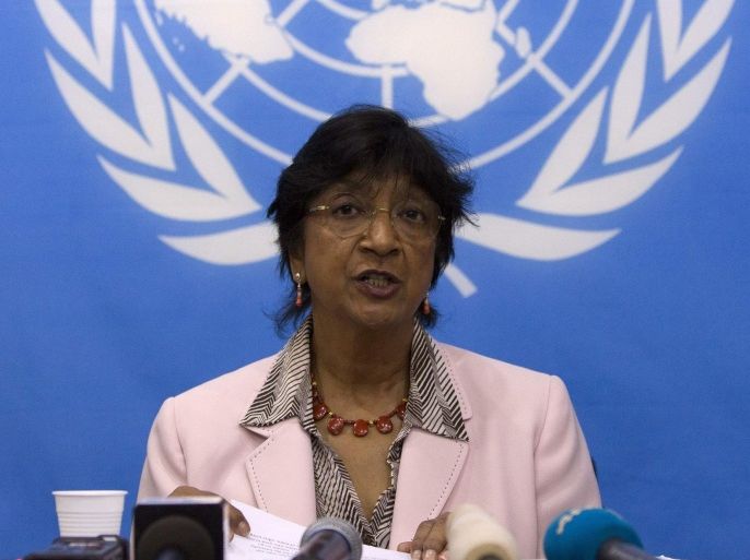 U.N. High Commissioner for Human Rights Navi Pillay addresses a news conference at the U.N. Integrated Peacebuilding Office in the Central African Republic (BINUCA) in Bangui March 20, 2014. REUTERS/Siegfried Modola