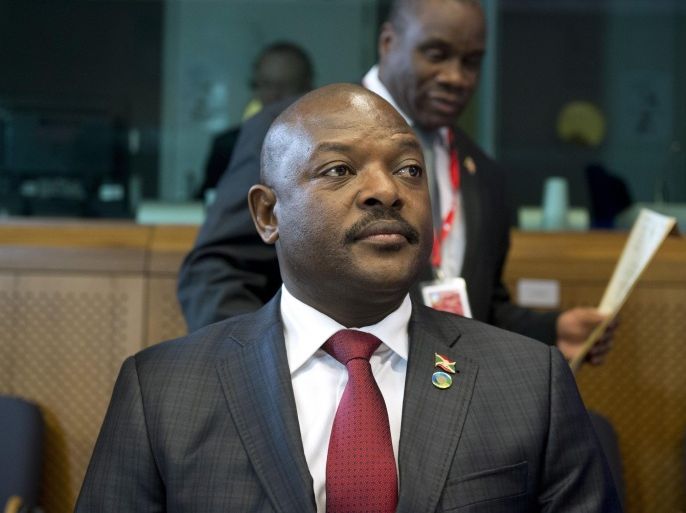 Burundi President Pierre Nkurunziza looks on during a mini-summit dedicated to the Central African Republic, co-organized by France amid renewed violence in the African country, as part of the 4th EU-Africa summit at the European Union headquarters in Brussels. Some 80 nations are gathering in Brussels today for an EU-Africa summit dominated by conflict, trade and illegal migration. AFP PHOTO / POOL/ ALAIN JOCARD