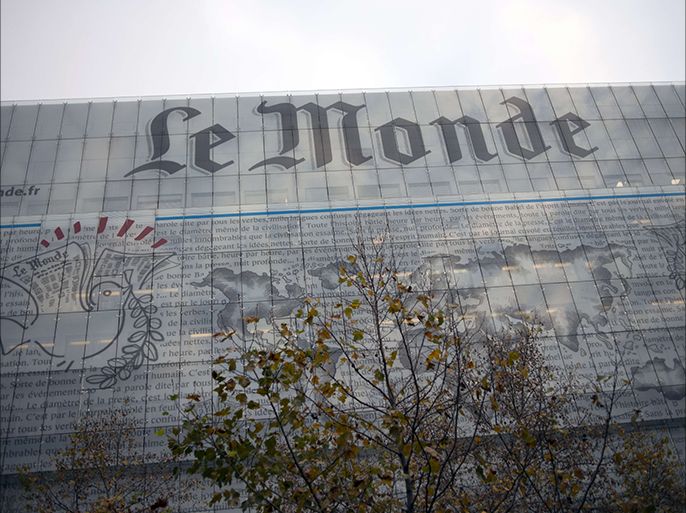 FILES) - A picture taken on November 28, 2012 shows the French daily newspaper 'Le Monde' headquarters in Paris. A majority of chief editors at French daily Le Monde resigned from their posts on May 6, 2014, admi a conflict with