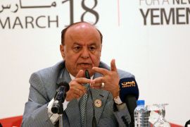 Yemeni President Abdrabuh Mansur Hadi addresses a national dialogue in Sanaa on March 30, 2013. The dialogue, scheduled to run six months, brings together 565 representatives of Yemen's various political groups -- from secessionists in the south to Zaidi Shiite rebels in the north, in addition to civil society representatives. AFP PHOTO/MOHAMMED HUWAIS