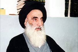 epa00129737 A undated handout picture fof Iraqi Shiite spiritual leader Grand Ayatollah Ali al-Sistani, Iraq's most powerful Shi'ite cleric. Ayatollah Ali al-Sistani survived an assassination attempt Thursday, 05 February 2004 when gunmen opened fire on his entourage, a security official in his office said. The attackers opened fire on Al-Sistani in the holy city of Najaf, about 160 kilometres south of - علي السيستاني ــــــــــــ عراقBaghdad earlier Thursday, as he left his office. Several of his bodyguards were injured, CNN reported, citing sources in Al-Sistani?s upper circle. EPA/HO- علي السيستاني ــــــــــــ عراق