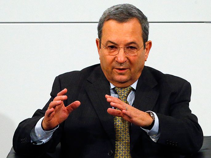 Israeli Defence Minister Ehud Barak gestures during the 49th Conference on Security Policy in Munich February 3, 2013. Senior politicians along with the leader of the Syrian opposition are in Munich providing a rare opportunity for talks to revive efforts to end the civil war in Syria. REUTERS/Michael Dalder(GERMANY - Tags: MILITARY POLITICS)