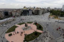 A general view of Taksim Square in Istanbul, Turkey 30 May 2014. There will be the first anniverary of the Gezi Park protests in Taksim Square where a total of seven people lost their lives in the protests that began from 31 May 2013 against plans to replaceTaksim Gezi Park with a shopping mall.