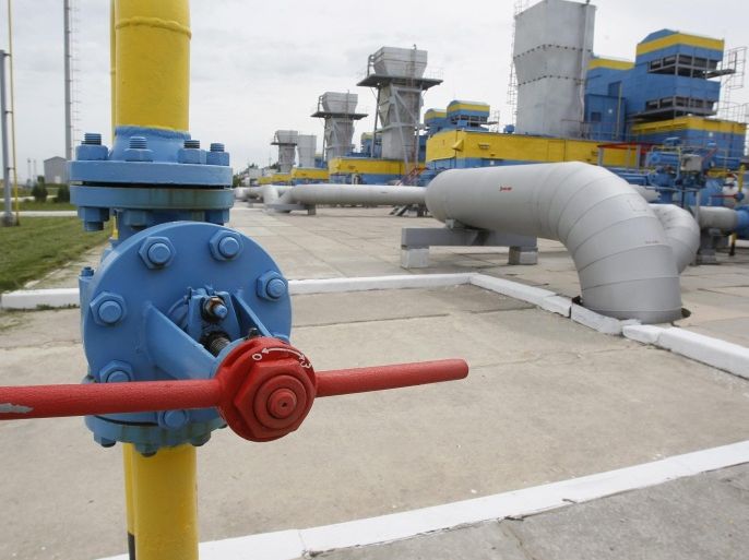 Pipes and valves are seen at an underground gas storage facility in the village of Mryn, 120 km (75 miles) north of Kiev in this May 21, 2013 file photo. Yatseniuk said on Thursday the price Ukraine paid for Russian gas supplies would rise 79 percent from April 1 to $480 per 1,000 cubic metres. Speaking in parliament, Yatseniuk said the expected high price of gas imports from Russia from April was one of the factors pushing the country further towards economic disaster. Picture taken May 21, 2013. REUTERS/Gleb Garanich/Files (UKRAINE - Tags: POLITICS ENERGY BUSINESS)