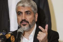 Newly elected Hamas political leader Khaled Meshaal speaks at political conference on Palestine on April 4, 2013 in Cairo. Meshaal's reelection as head of the Islamist Hamas movement was officially confirmed on April 2, drawing a cautious welcome from the rival Fatah movement which rules the West Bank.
